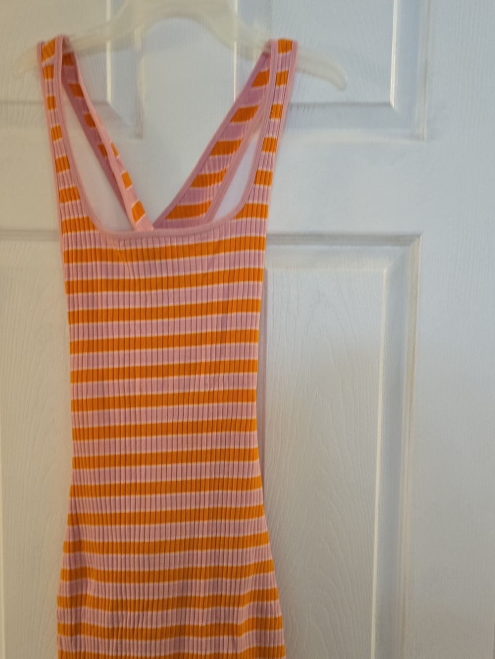 Zara Pink and Orange Striped Ribbed Tank